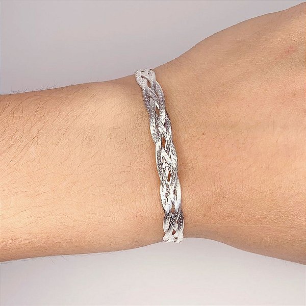 Pulseira Laminada 4 fios 18cm - Prata 925