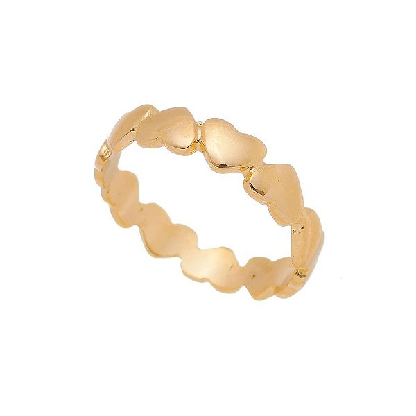 Anel Aliança Coração - Banho de Ouro 18k