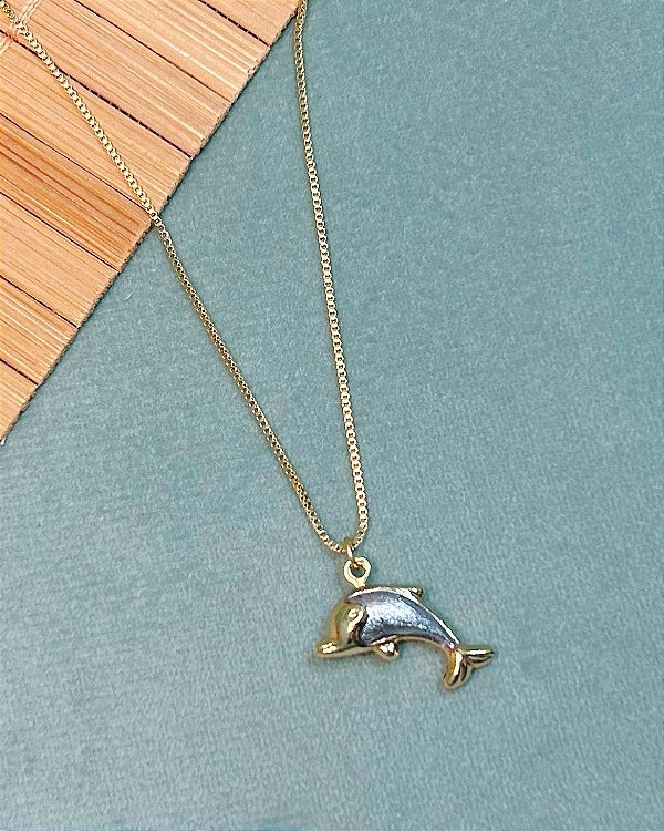 Colar Golfinho 2cm 45cm - Banho de Ouro 18k