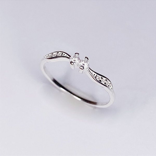 Anel Aparador 2 Zirconias + cravejado - Prata 925