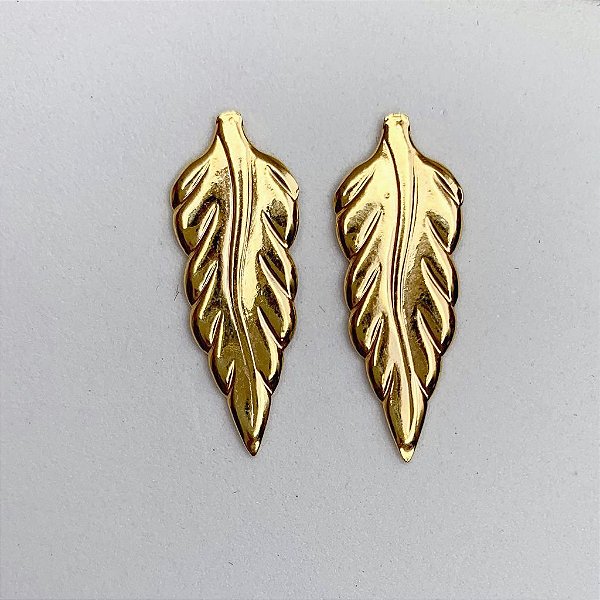 Brinco Pena 2,5cm - Banho de Ouro 18k