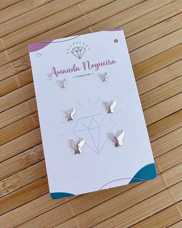 Brinco Trio Borboletas - Prata 925