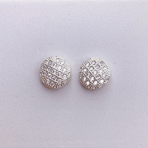 Brinco Circulo Cravejado 0,9cm - Prata 925
