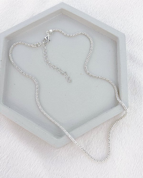 Colar Choker Pipoca 35cm + 5cm de extensor - Prata 925