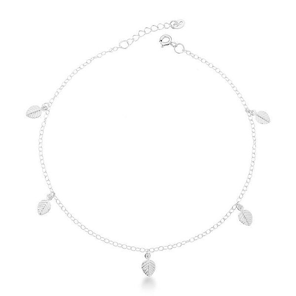 Tornozeleira Folhas - Prata 925