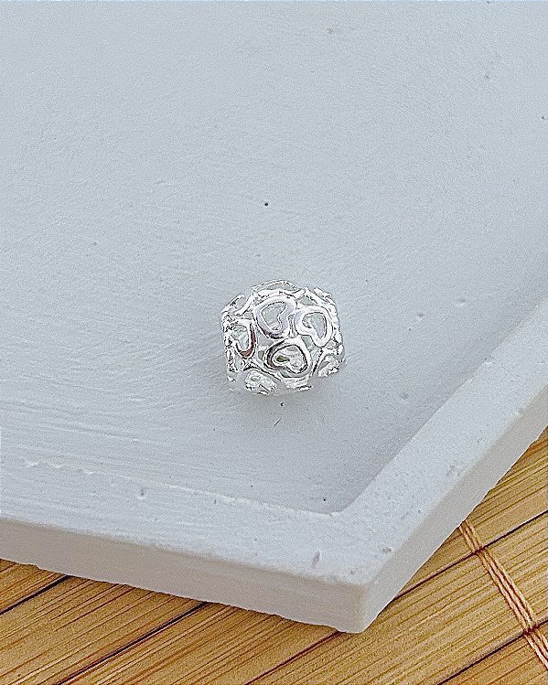 Berloque Corações Vazados Separador - Prata 925