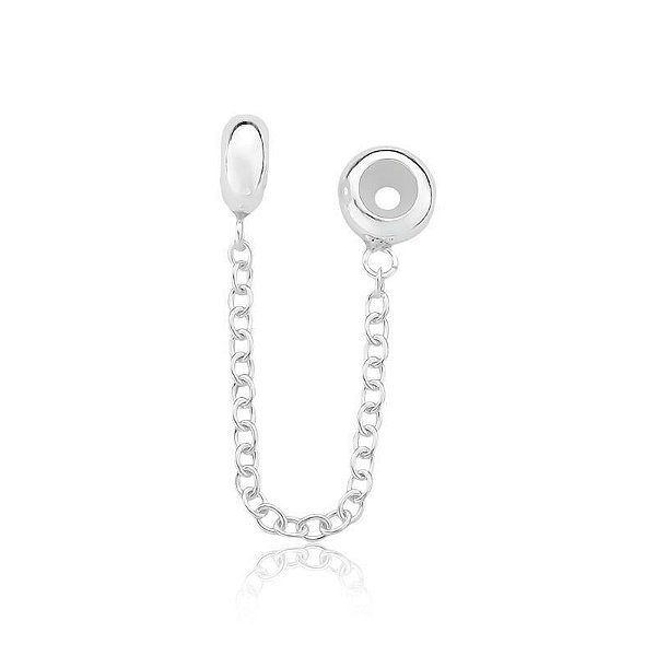 Berloque Corrente de Segurança Lisa c/ Silicone - Prata 925