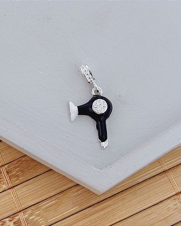 Berloque Secador de Cabelo com Resina - Prata 925