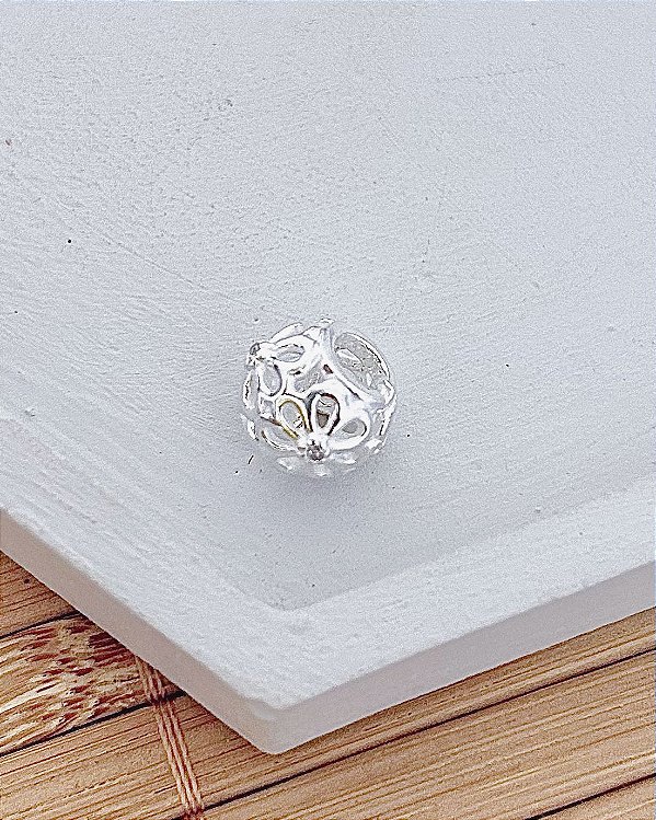 Berloque Separador Margarida com Miolo de Zircônia - Prata 925