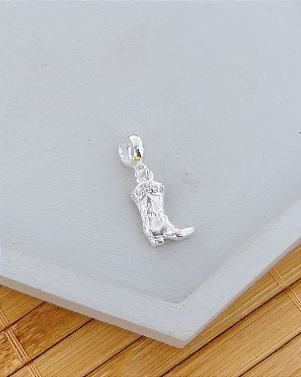 Berloque Bota Country Cravejado - Prata 925