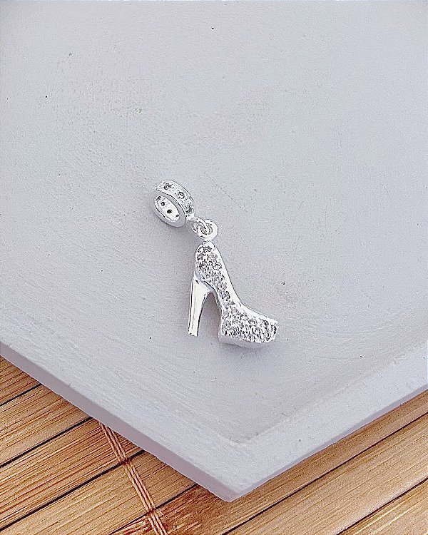 Berloque Sapato Scarpin Cravejado - Prata 925