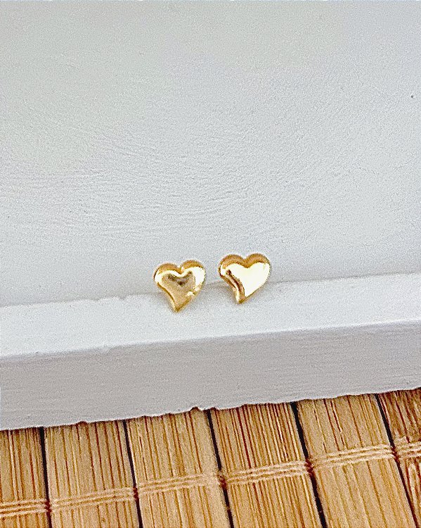Brinco Infantil Coração Liso - Banho de Ouro 18k