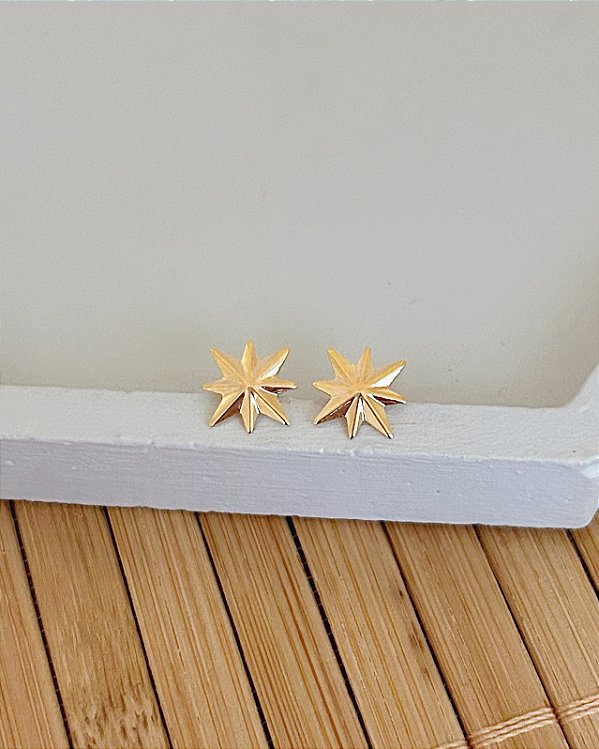 Brinco Estrela Cadente 1cm - Banho de Ouro 18k