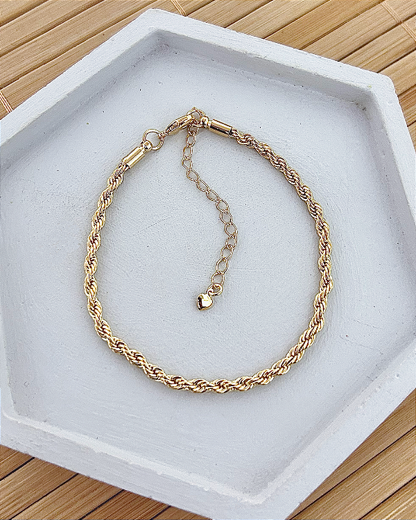 Pulseira Cordão Baiano 3mm 18cm - Banho de Ouro 18k