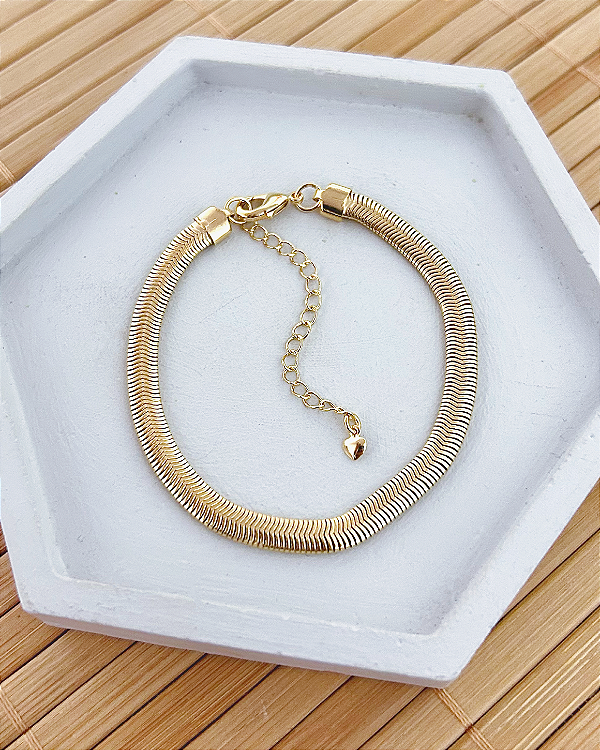 Pulseira Lacraia 5mm 17cm - Banho de Ouro 18k