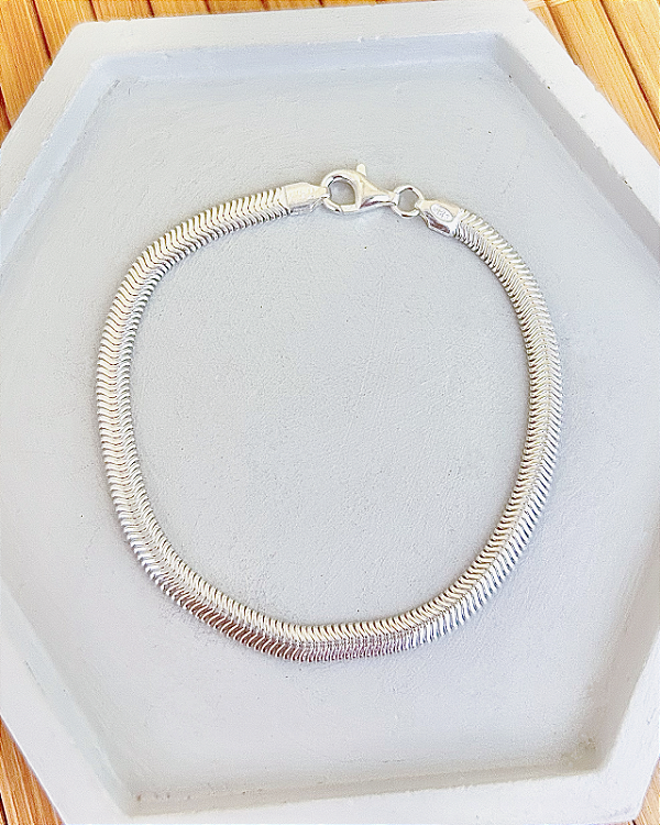 Pulseira Lacraia 4mm 18cm - Prata 925