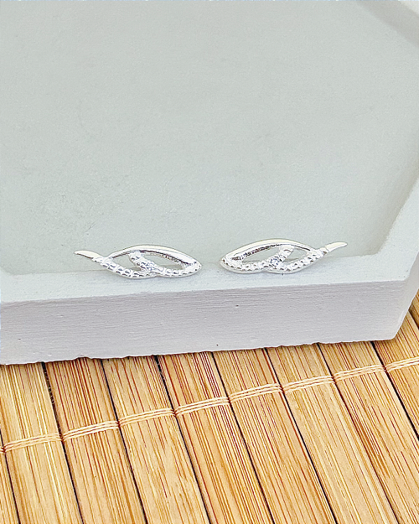 Brinco Curvas c/ 1 Zircônia 1,9cm - Prata 925