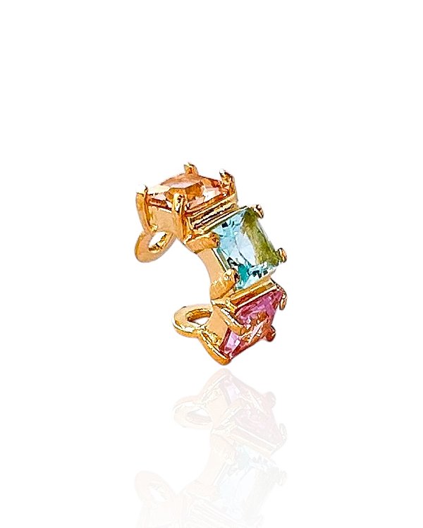 Piercing Fake Zircônia Colorido - Banho Ouro 18k