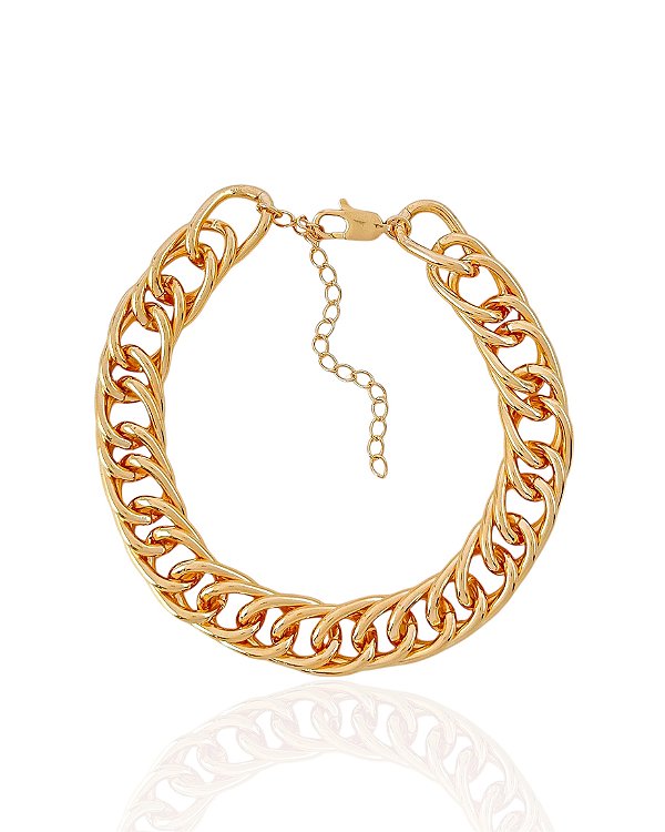 Pulseira Elo Grumet Grosso 40cm + 5cm de Extensor - Banho de Ouro 18k