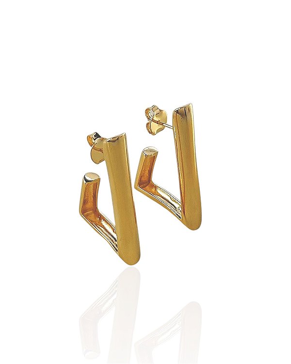 Brinco Argola Quadrada Tubo Lisa Abaulada - Banho de Ouro 18k