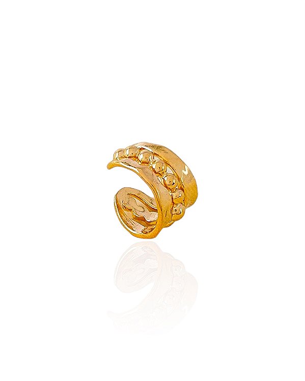 Piercing Fake Grosso com Fileira de Bolinhas - Banho Ouro 18k