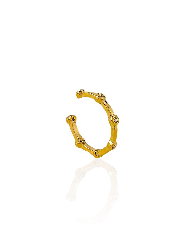 Piercing Fake Fino com Pontos de Luz Zircônia - Banho Ouro 18k