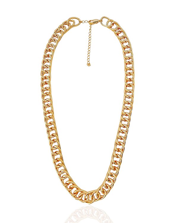 Colar Elo Grumet Grosso 40cm + 5cm de Extensor - Banho de Ouro 18k