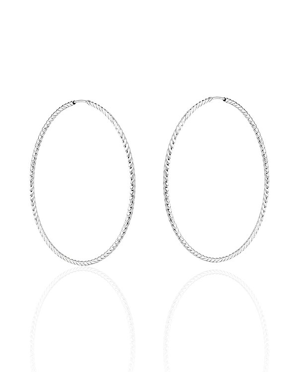 Brinco Argola Fio Torcido Encaixe 6,5cm - Prata 925