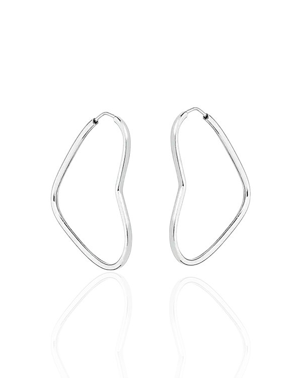 Brinco Argola Coração Fio Quadrado Encaixe 4,2cm - Prata 925