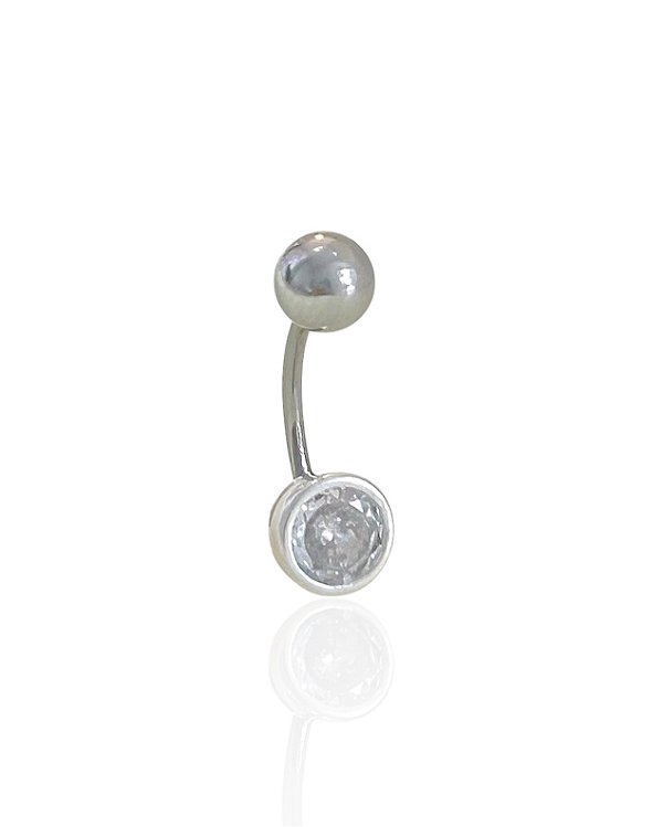 Piercing Umbigo Zircônia 6mm - Prata 925
