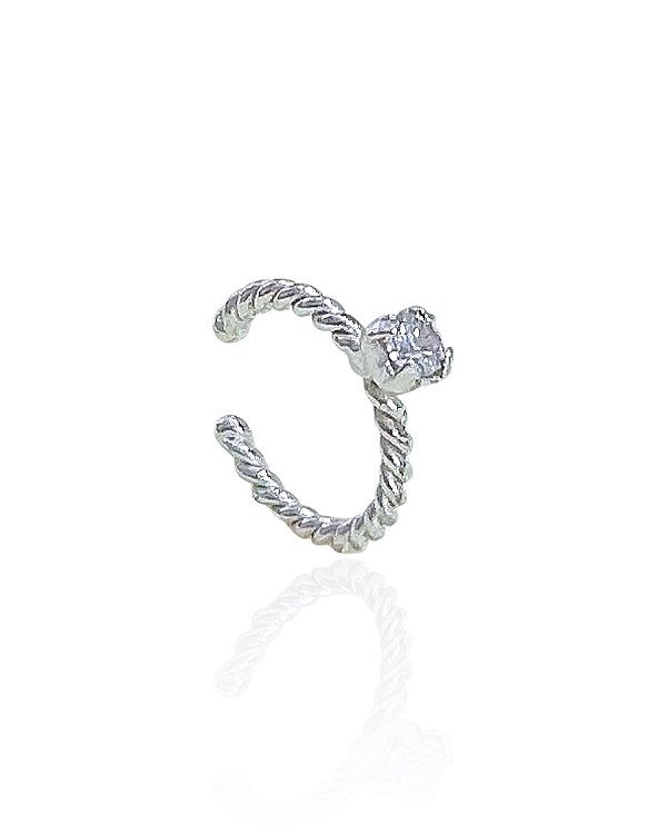 Piercing Fake Torcido com Zircônia 1,1cm - Prata 925