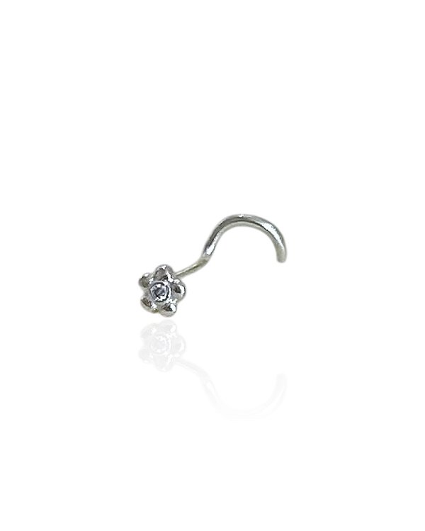 Piercing Nariz Flor com 1 Zircônia UNIDADE - Prata 925