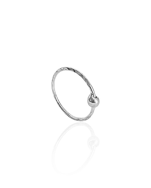 Piercing Argola Diamantado com Bolinha 1cm UNIDADE - Prata 925