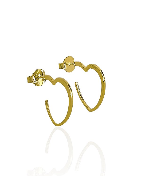 Brinco Argola Coração Lisa 2,3cm - Banho de Ouro 18k