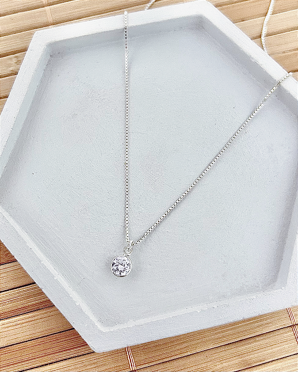 Colar Ponto de Luz Cristal 45cm - Prata 925