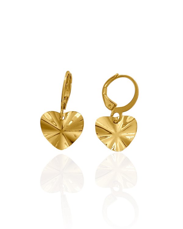 Brinco Argolinha com Pingente Coração Orgânico - Banho de Ouro 18k