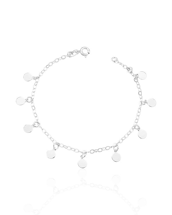 Pulseira Medalinhas Lisas 19cm - Prata 925