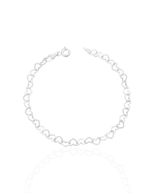 Pulseira Elo Coração 19cm - Prata 925