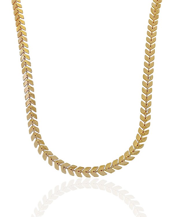 Colar Escamas Lisas 37cm - Banho Ouro 18k