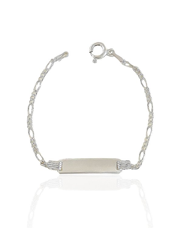 Pulseira Infantil Plaquinha 3x1 Fígaro - Prata 925