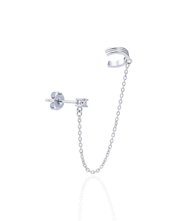 Brinco Ear Line Ponto de Luz e Piercing Fake Frisos UNIDADE - Prata 925