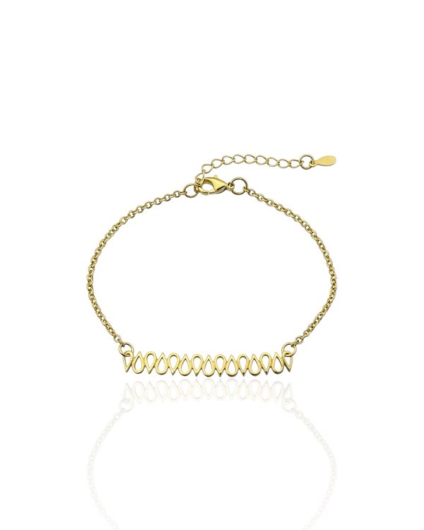 Pulseira Aro c/ Gotas Vazadas 17cm - Banho de Ouro 18k