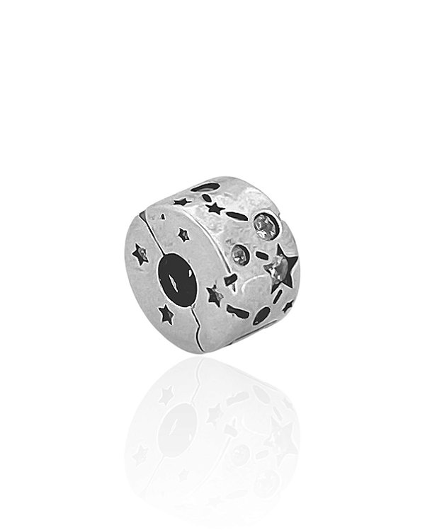 Berloque Trava Estrelas com Zircônias - Prata 925