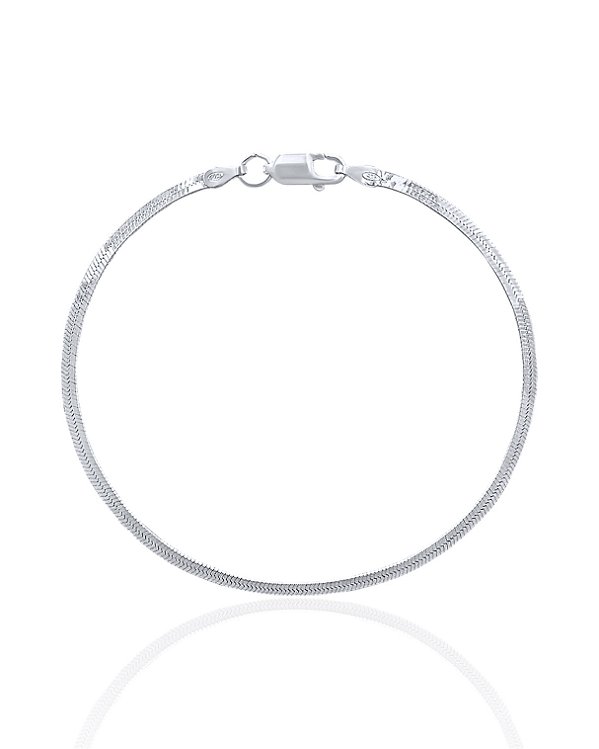 Tornozeleira Laminada 3mm 24cm - Prata 925