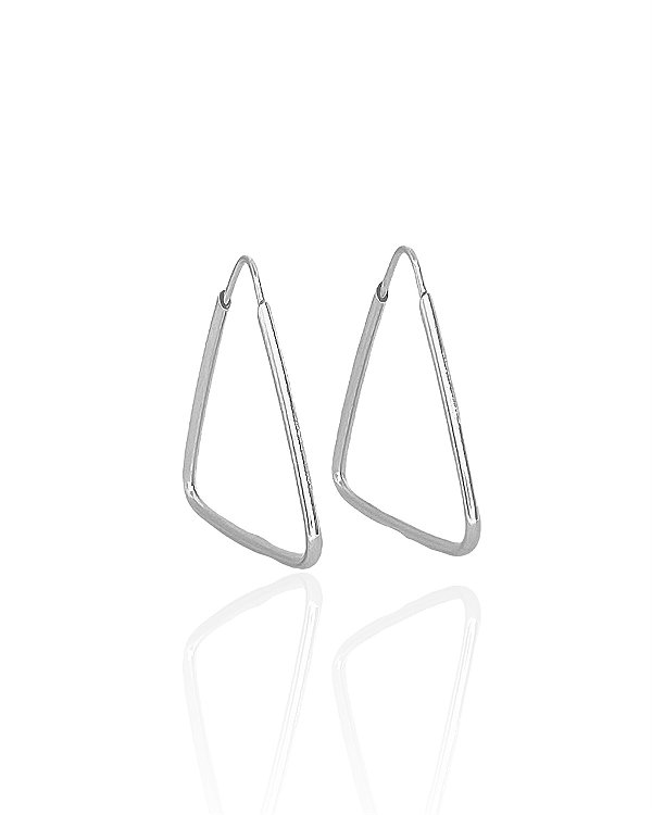 Brinco Argola Triângulo Lisa 2,9cm - Prata 925