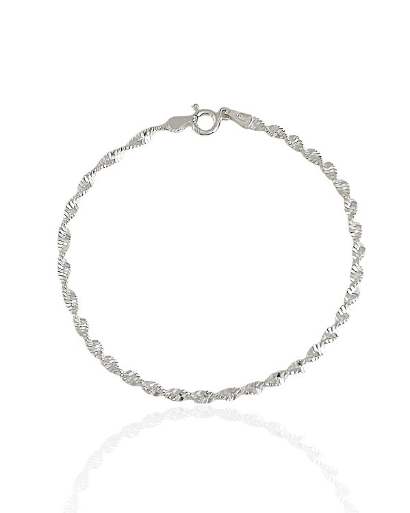 Pulseira Laminada Torcida 3mm - Prata 925