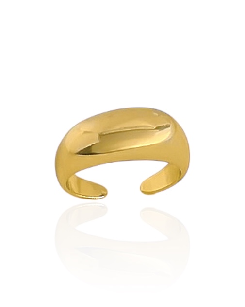Anel Regulável Dedinho Puffer Liso - Banho de Ouro 18k