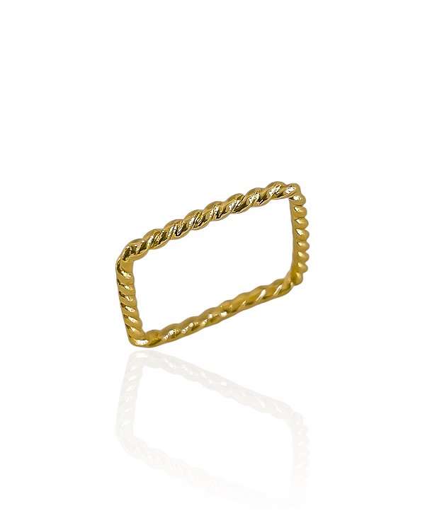 Anel Quadrado Torcido - Banho de Ouro 18k