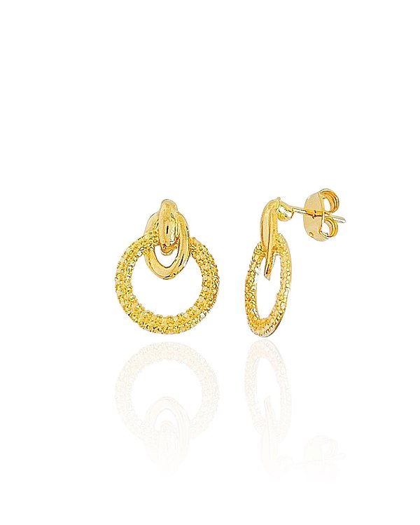 Brinco Círculo Diamantado Vazado - Banho de Ouro 18k