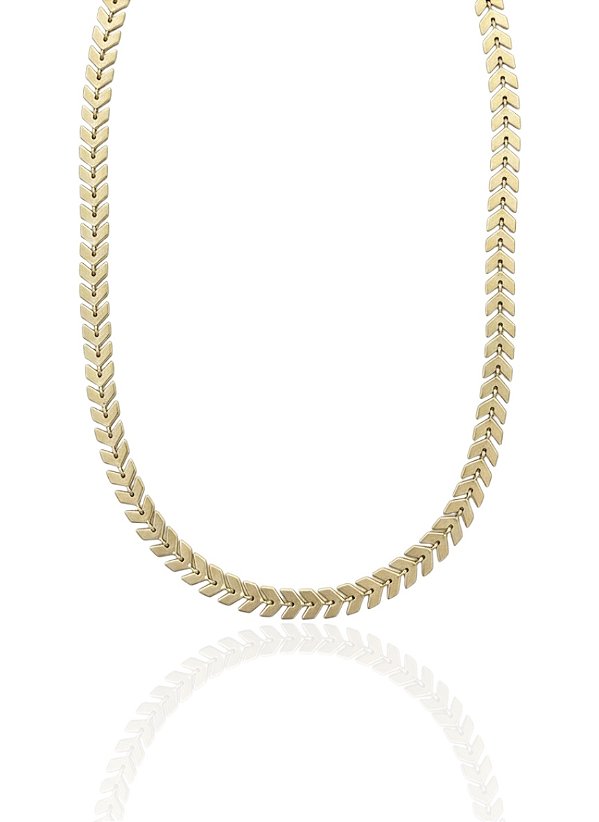Colar Choker Escamas Lisas 40cm - Banho de Ouro 18k